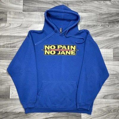 Sudadera con Capucha De Colección Mary Jane “No Pain No Jane” Para Hombre M Azul Pullover Patinador Hoja THC Foto 1 de 4