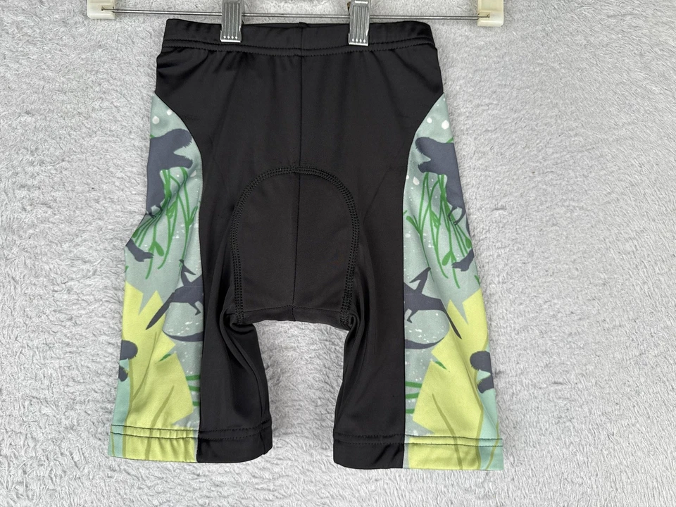 Pantalones Cortos de Ciclismo Niños Dinosaurios Jóvenes Pequeños Negro Verde Acolchado Gamuza Niños Niñas Foto 1 de 4