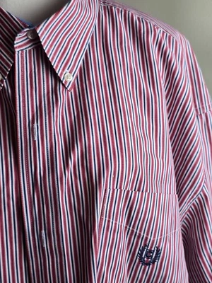 Chaps Easy Care Button Down Mens Size 3XLT Red White Blue Stripe Collared Preppy - Image 1 of 4