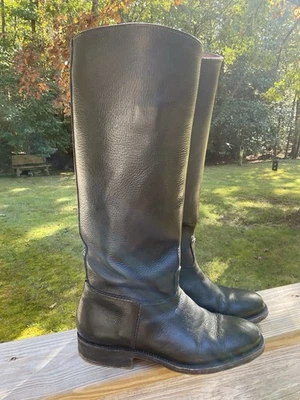 BOTAS DE EQUITACIÓN ECUESTRES DE CUERO Hechas a Mano de Colección Negras Talla 9 Caballo Polo Trail Farm Foto 1 de 4