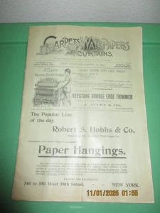 1893 Carpets, Wallpapers and Curtains Magazine Pub by J Henry Symonds & Co - Bild 1 von 3