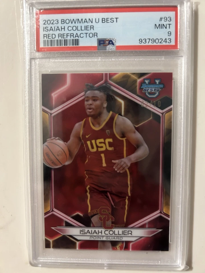 Isaiah Collier /10 Red Refractor PSA 9 #93 Jazz 2023-24 Bowman U Best. - Image 1 of 3