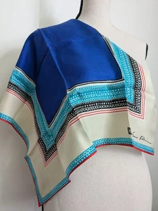 Sciarpa vintage anni 80 Anne Klein seta brillante multicolore 21"X21" - Foto 1 di 3