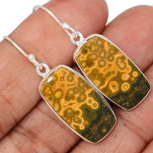 Natural Rare Ocean Jasper - Madagascar 925 Silver Earrings Jewelry CE51353 - Picture 1 of 1