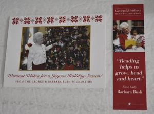 George & Barbara Bush Foundation Bookmark and Christmas Card (4.7" x 6.5") New - Picture 1 of 6