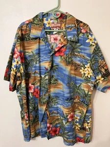 Vtg RJC Hawaiian Shirt Men Size 3X Surfboard Woody Cars Print Made In USA Aloha - Picture 1 of 12