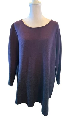 Suéter para mujer Simply Vera Wang manga larga púrpura XL gris metálico Foto 1 de 4