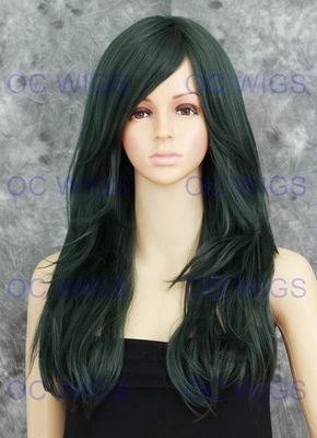 Long Side Swept Bangs Juniper Ash Green Heat Safe Wig for Cosplay Costume Party - Image 1 of 4