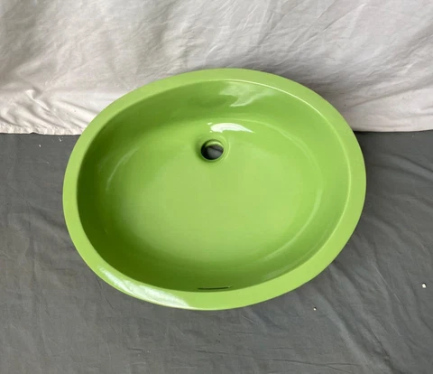 Vtg NOS Ceramic Fresh Green Lime 17x14 Under Mount Bath Sink Kohler 236-23E Cover