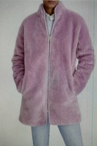 J.CREW ZIP-UP TEDDY COAT JACKET J9064 SMOKY WISTERIA $228 Size S - Picture 1 of 12