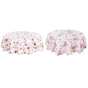 Vinyl Home Tablecloth Round Tables Floral Printed Water Resistant Decoration - Picture 1 of 11