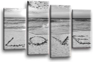 Seascape Sunset Love Art Print Grey White Quote Framed Split Canvas Picture - Picture 1 of 5