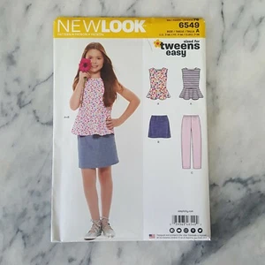 New Look 6549 Easy Tweens Peplum Top, Skirt & Pants Pattern Sz. 7-14 New Uncut - Picture 1 of 2