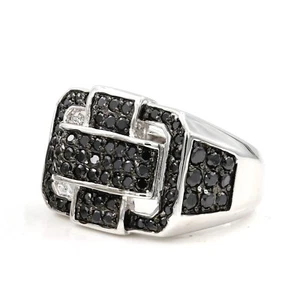 Stainless Steel 316 Pave Men's Square shape CZ SET Pinky Ring - Picture 1 of 14