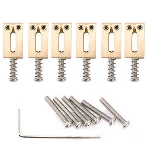 Musiclily Ultra 6Pcs 11.2mm Modern Brass Saddles Set For Vintage Strat ST Guitar - Picture 1 of 5