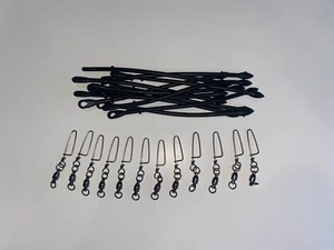 12 Duck Hunting Decoy Stretch Cords & 12 #6 Snap Swivels for J Hook Keel Weights - Picture 1 of 5