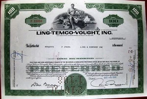 Stock certificate LTV Ling-Temco-Vought, 100 shares State of Delaware - Picture 1 of 1