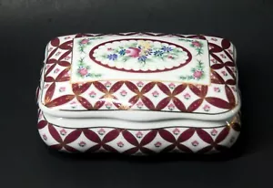 Jewelry Box with Gold Trim Floral Porcelain Design Limited Edition - Picture 1 of 8