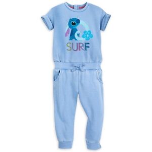 Disney Store Stitch Jumpsuit for Girls Lilo & Stitch Costume Outfit Blue 