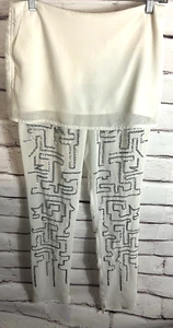 3.1 Phillip Lim  White Maze Embroidered Slim Leg Pants W/Skirt Overlay Size S - Picture 1 of 6