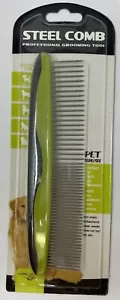 Hund Haustier Stahlkamm Pflege Bürsten breiter & schmaler Abstand 7 1/4" - Bild 1 von 2