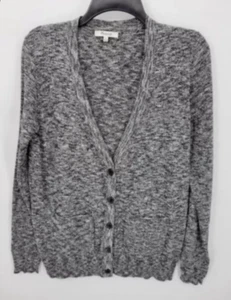 Madewell Cardigan Sweater Womens Medium Black White Space Dye Grandpa Preppy - Picture 1 of 10