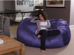 Bean Bag Extra Large Oversized Dorm Lounger 6ft Suede Giant Sofa Purple Chair - Picture 1 of 12