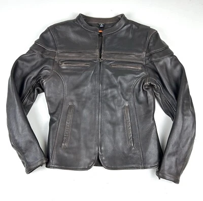 First Classics Women Brown Leather Motorcycle Jacket Sz Medium Mesh Lined - Image 1 of 4