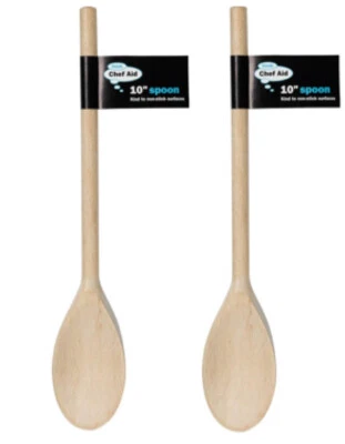 Chef Aid Wooden Spoon ideal for use on non-stick surfaces - 10 Inch Pack Of 2 - Image 1 of 2