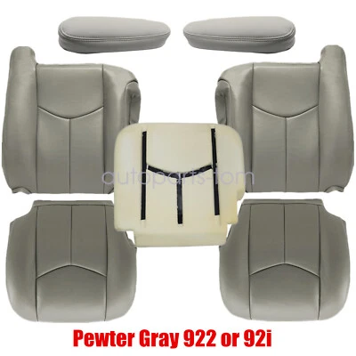 For 2003-2006 Chevy Tahoe Suburban Driver Passenger Leather Seat Cover Gray - Image 1 of 4