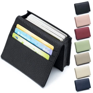 Womens Genuine Leather Credit Card ID Business Card Holder Wallet Front Pocket - Picture 1 of 38