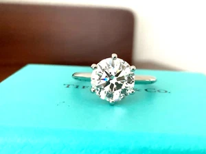 Tiffany & Co Platinum Diamond Round Engagement Ring 2.54 CT H VS1 3X $80k NEW - Picture 1 of 16