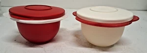 Tupperware Impressionen Blütenblätter Schüsseln Set 2 1/2 Tassen Fassungsvermögen rot & weiß selten neu - Bild 1 von 12