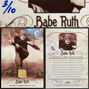2016 Leaf High Grade BABE RUTH Baseball Card Stadium Relic 3/10 Rare Football ED