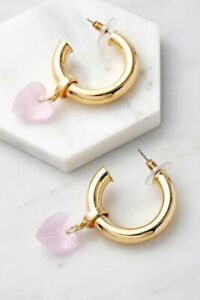 Urban Outfitters Image Gang Pink Acrylic Hearts On Gold Hoops Brand New
