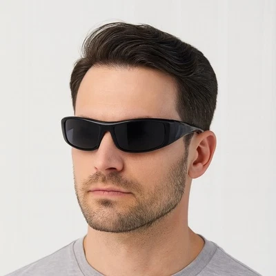 Gafas de sol Logan para hombre - negras envolventes protector deportivo protección UV Foto 1 de 4