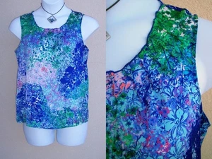 Coldwater Creek Vestido Camiseta sin mangas Cami Talla L XL 14 Blusa Floral Impresionista - Imagen 1 de 9