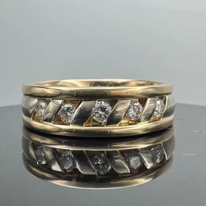 Massiver 14 Karat Gold Diamant Ring / Größe 6,75 / 5,44 Gramm / 0,25 TCW / 5 / 5,75 mm breit - Bild 1 von 12