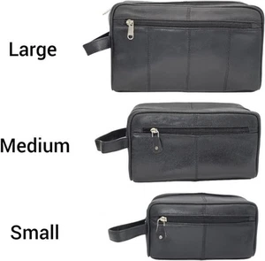 Travel Toiletry Bag Genuine Leather Dopp Kit Travel Organizer For Men Women... - Picture 1 of 5