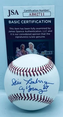 Pelota de béisbol oficial firmada por Jim Lonborg de los Medias Rojas de Boston MLB con 67 Cy Inscr. JSA Foto 1 de 2