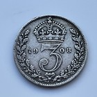 1908 Edward VII 3 three pence 0.925 silver coin