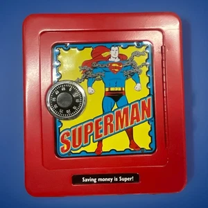 Vintage Superman Metal Safe Combination Lock DC Comics 2001 Alarm Money Bank - Picture 1 of 4
