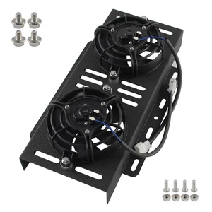 Dual 5.5'' Universal Electric Fan +Medium Oil Cooler Bar&Plate Mounting Bracket - Picture 1 of 11