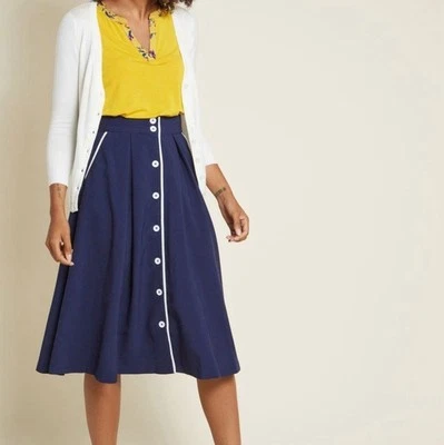 Modcloth Intelligent Involvement Midi Skirt Navy, Size XL - Image 1 of 4