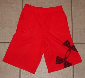 UNDER ARMOUR Boys Sz 7 Red Elastic Waist Athletic Basketball Shorts Side Pockets - Picture 1 of 2