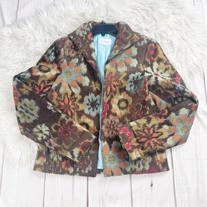 3 Sisters Womens Open Front Floral Abstract Dressy 3/4 Sleeve Jacket Size Medium - Picture 1 of 4