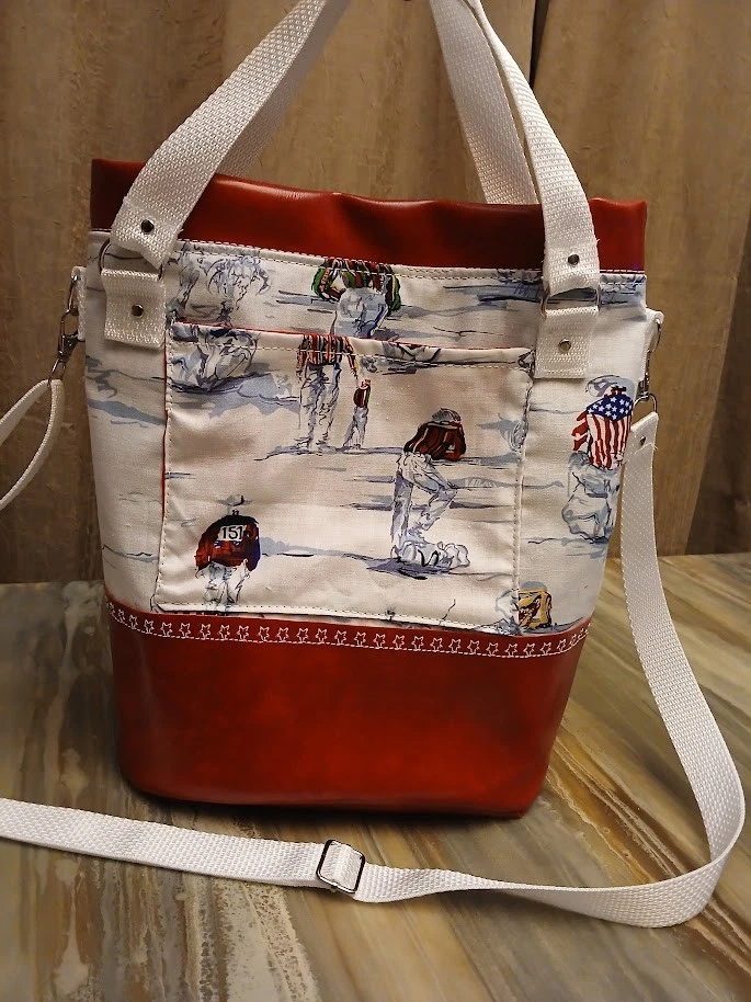 Nova Bolsa de Selim Balde Bolsa Tote Vermelha Branca Cowboy Rodeio Sudoeste Plissada - Imagem 1 de 4