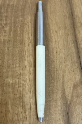 1960s White Parker "Compact" Mini Jotter Ball Pen Button Brass Threads Worn READ - Image 1 of 4