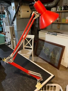 Vintage LEDU Wasomark Drafting Desk Lamp Adjustable ORANGE Articulating ~ Works! - Picture 1 of 10