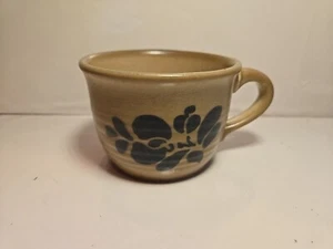 Pfaltzgraff Folk Art Coffee Tea Cup Mug Blue Tan USA Stoneware - Picture 1 of 6